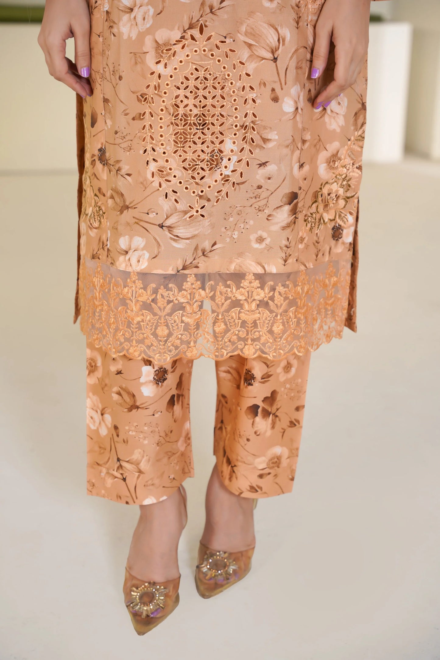 Golden Petals Embroidered Lawn Pret 3 PCs