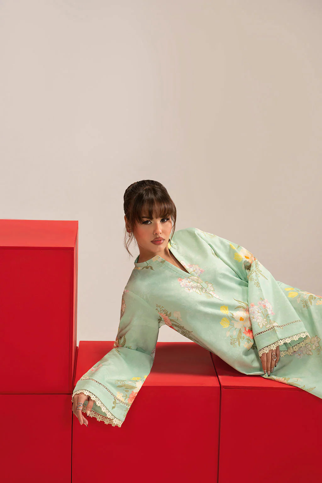 Mint Serenity – Pastel Floral 2-Piece by Enzam (AB-201)