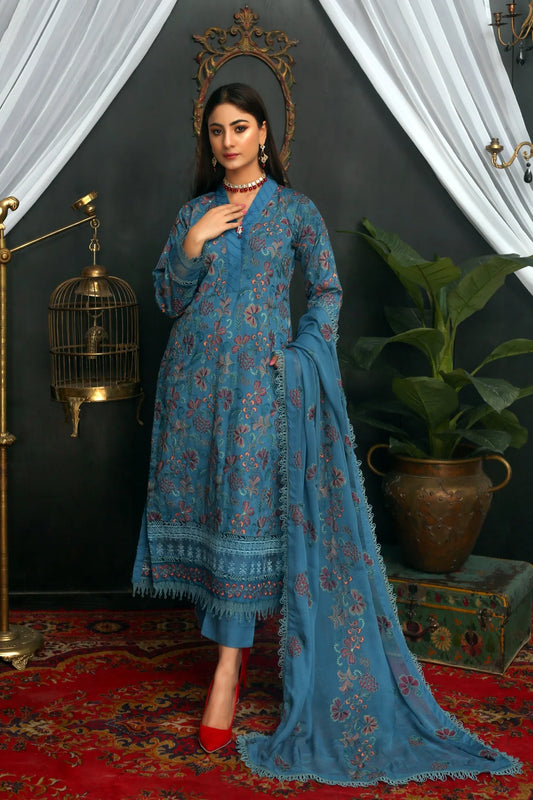 Embroidered Lawn Suit -3 Pc