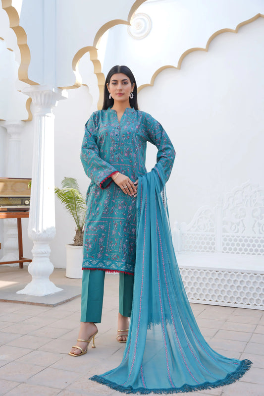 3 Pc Embroidered Lawn Suit by enzam