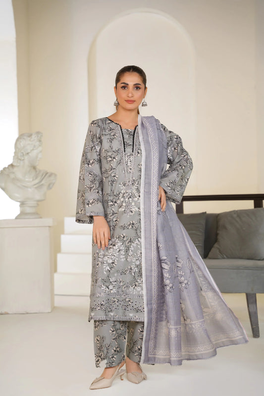 Silver Mist — Embroidered Lawn 3PC Ready-to-Wear Suit