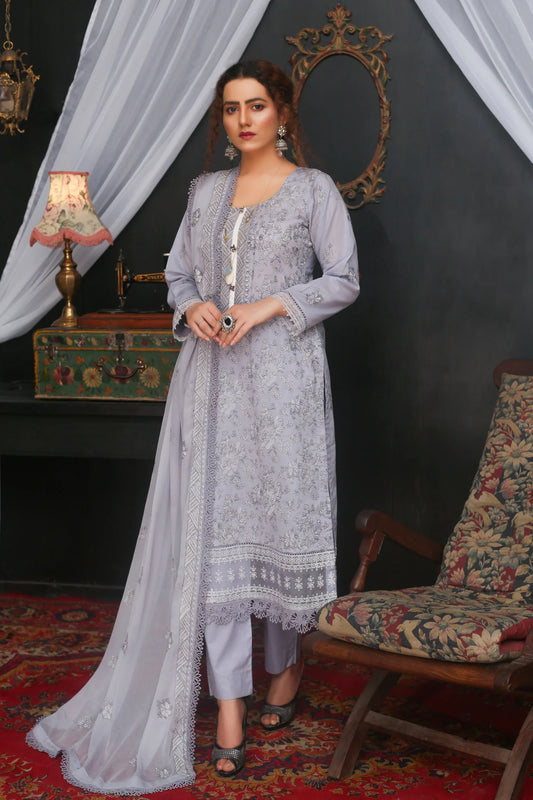 Embroidered Lawn Suit -3 Pc