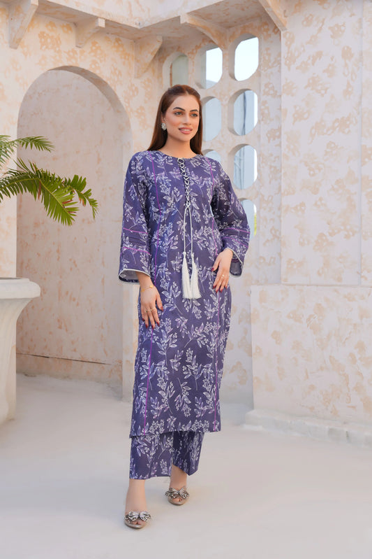 Regal Purple Floral Lawn Suit - Ready to Wear
