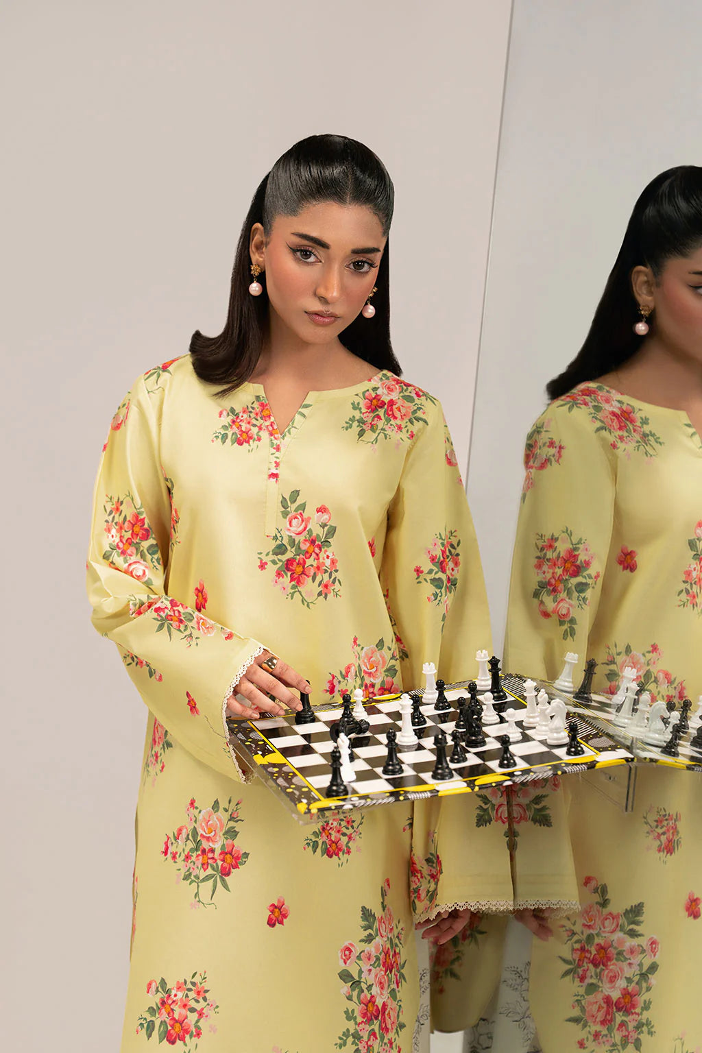 Primrose Checkmate – Floral 2-Piece by Enzam (AB-203)