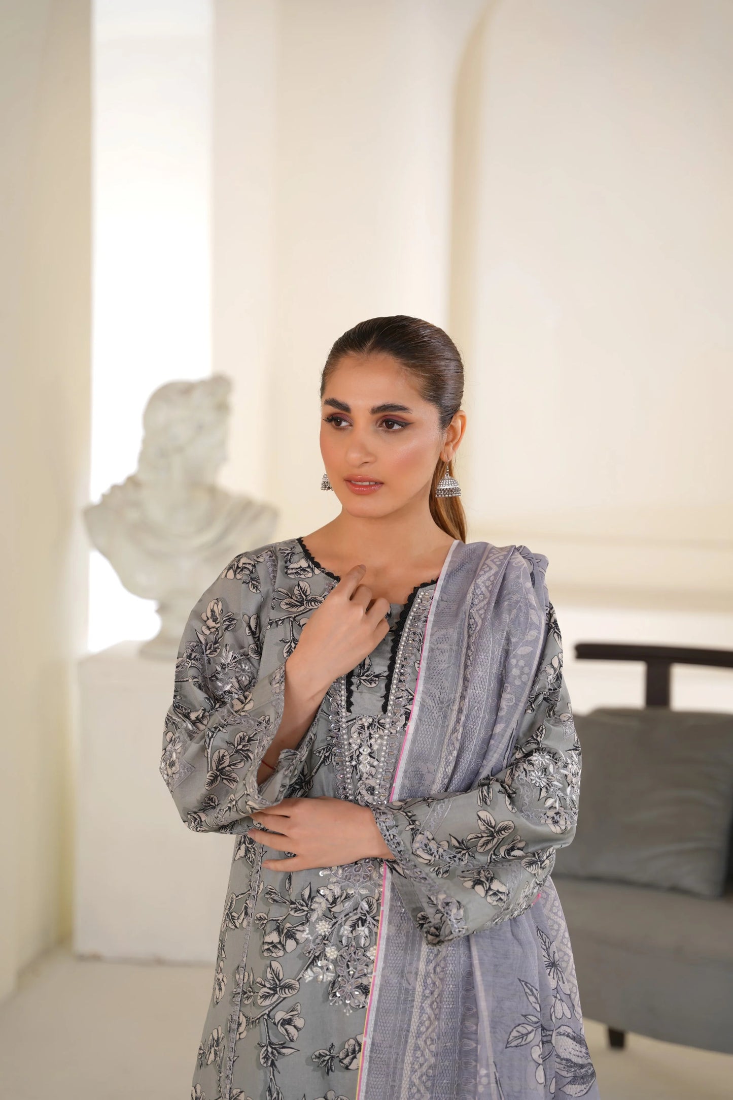 Silver Mist — Embroidered Lawn 3PC Ready-to-Wear Suit