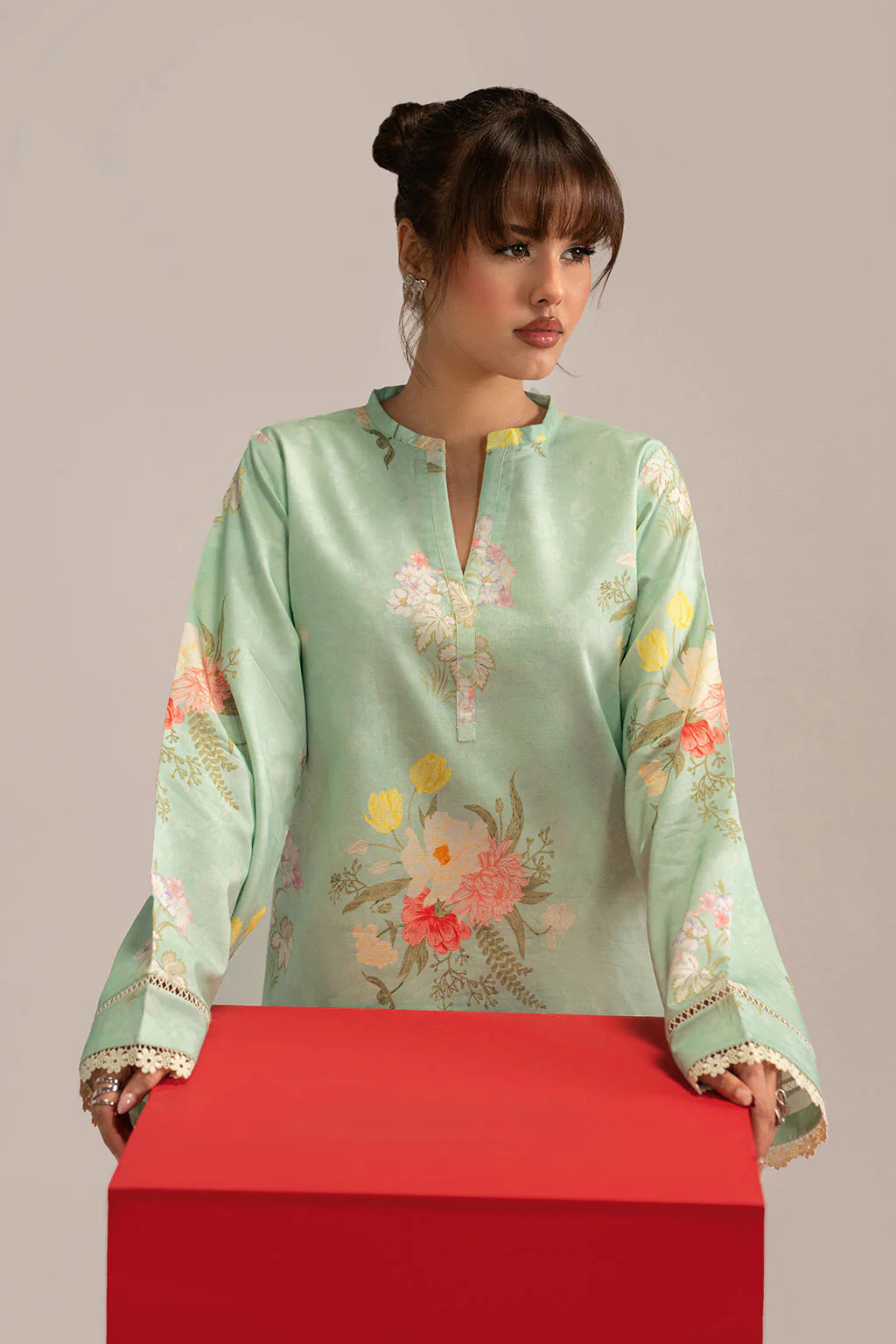 Mint Serenity – Pastel Floral 2-Piece by Enzam (AB-201)