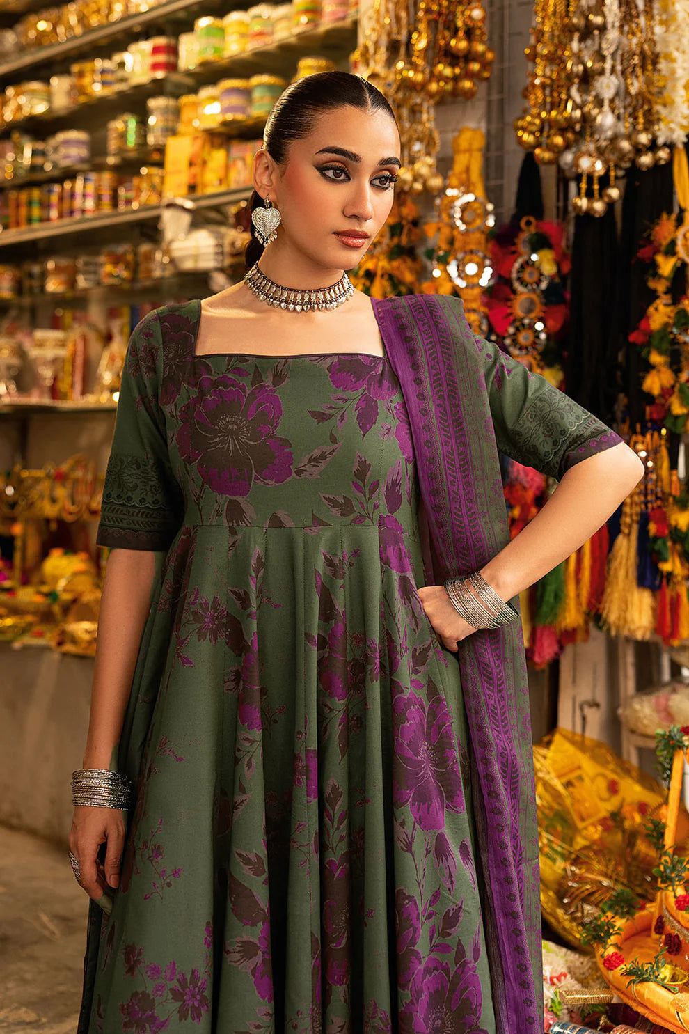 SP-104 Gulpari – 3 Piece Cotton Silk Suit